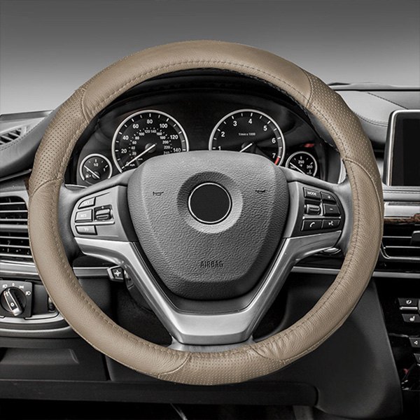 FH Group® - Perforated Genuine Leather Beige Steering Wheel Cover