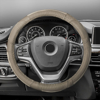 FH Group® - Deluxe Full Grain Authentic Leather Beige Steering Wheel Cover