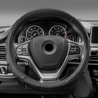 FH Group® - Genuine Leather Sport Black Steering Wheel Cover