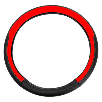 FH Group® - Geometric Chic Genuine Leather Red Steering Wheel Cover