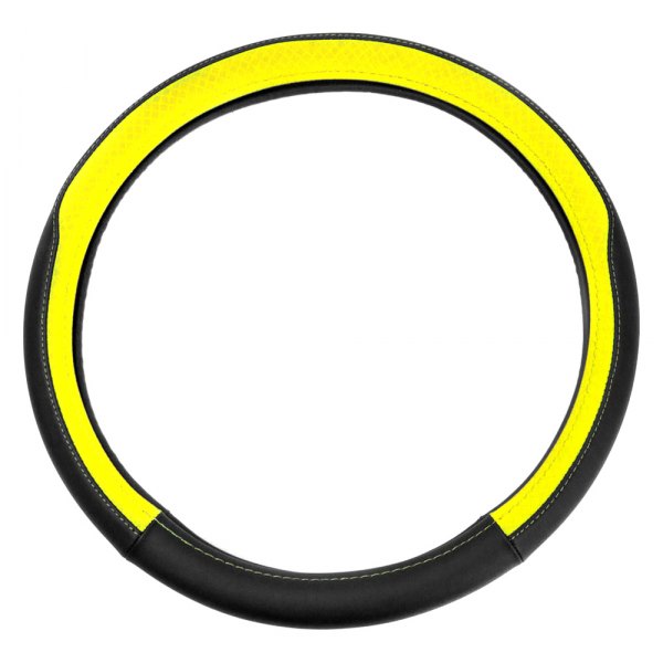 FH Group® - Geometric Chic Genuine Leather Yellow Steering Wheel Cover
