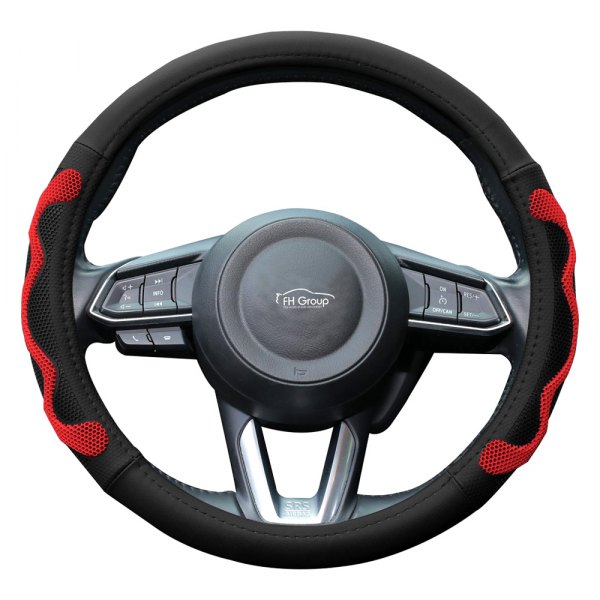 FH Group® - Leather Car Red Steering Wheel Cover with Silicone Anti-Slip Grip