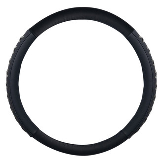FH Group® - Genuine Leather Lace-Up Gray Steering Wheel Cover