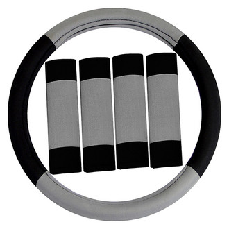 FH Group® - Modernistic Gray Steering Wheel Cover and Seat Belt Pads