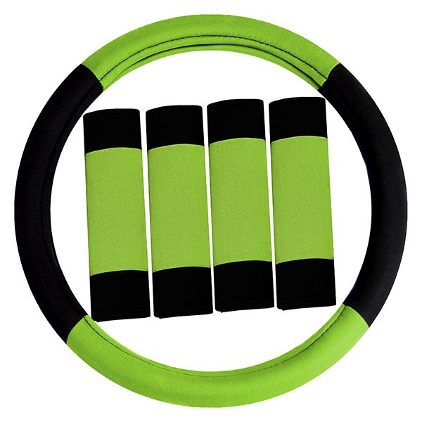 FH Group® - Modernistic Green Steering Wheel Cover and Seat Belt Pads