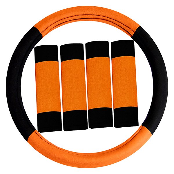 FH Group® - Modernistic Orange Steering Wheel Cover and Seat Belt Pads