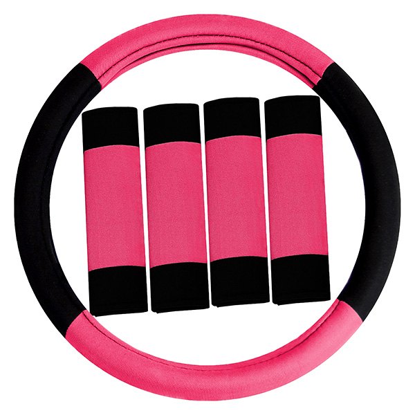 FH Group® - Modernistic Pink Steering Wheel Cover and Seat Belt Pads
