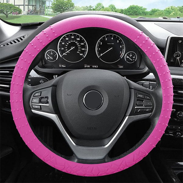 FH Group® - Nibbed Silicone Baby Pink Steering Wheel Cover with Massaging Grip
