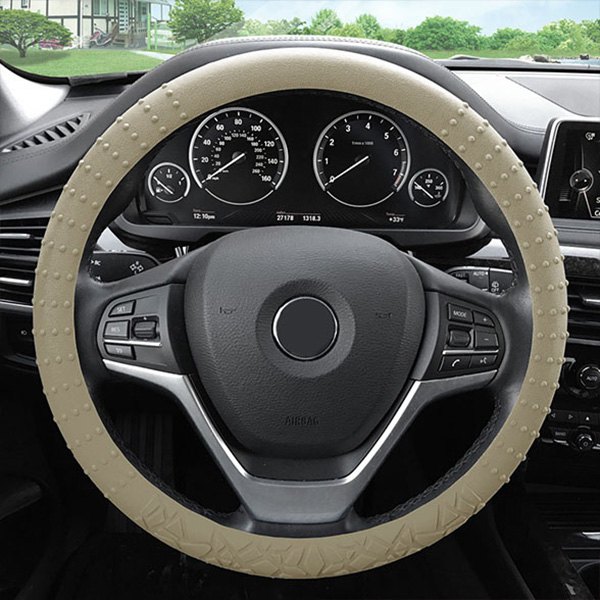 FH Group® - Nibbed Silicone Beige Steering Wheel Cover with Massaging Grip