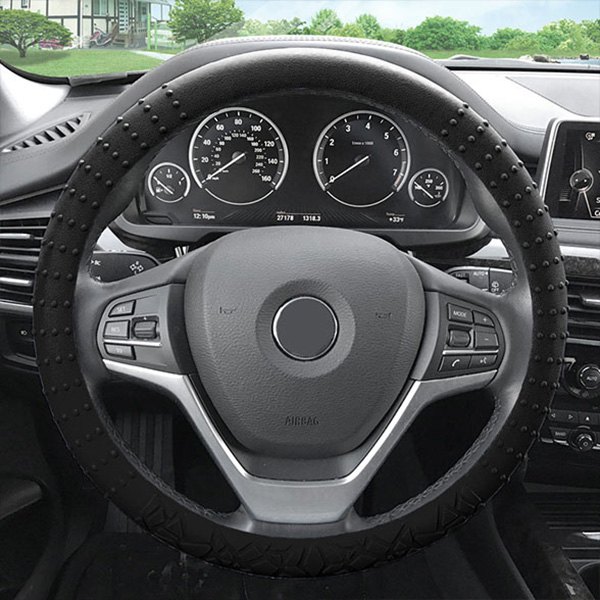 FH Group® - Nibbed Silicone Black Steering Wheel Cover with Massaging Grip