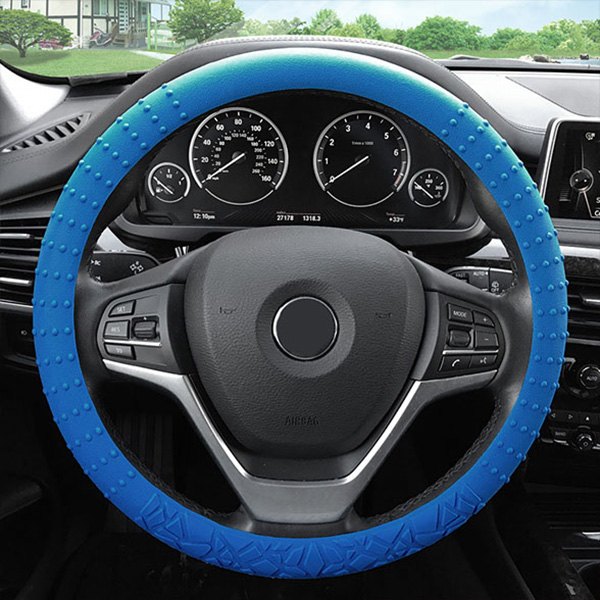 FH Group® - Nibbed Silicone Dark Blue Steering Wheel Cover with Massaging Grip