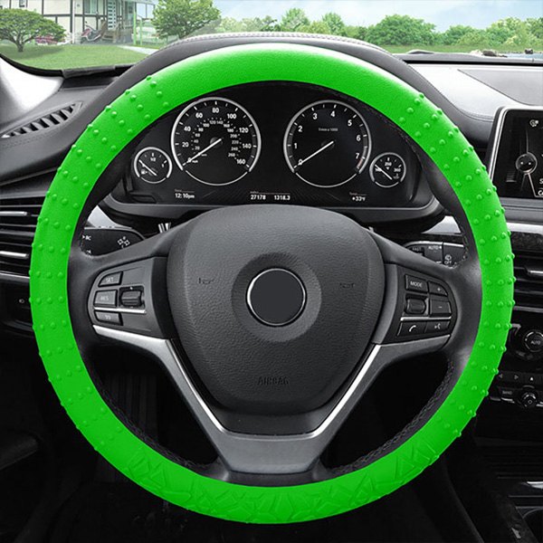 FH Group® - Nibbed Silicone Green Steering Wheel Cover with Massaging Grip