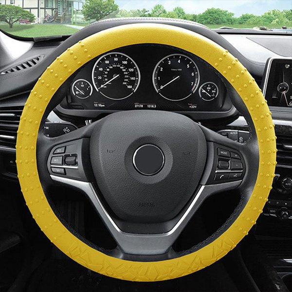 FH Group® - Nibbed Silicone Yellow Steering Wheel Cover with Massaging Grip