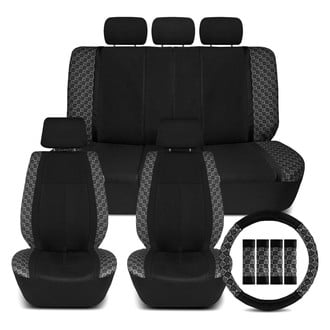FH Group® - We Are Young Life is Fun™ Checker Printed 1st & 2nd Row Black Seat Covers