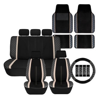FH Group® - We Are Young Life is Fun™ Checker Printed 1st & 2nd Row Seat Covers and Floor Mats