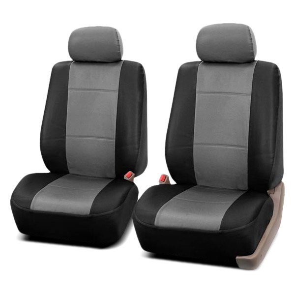  FH Group® - 1st Row PU Leather 1st Row Black & Gray Seat Covers