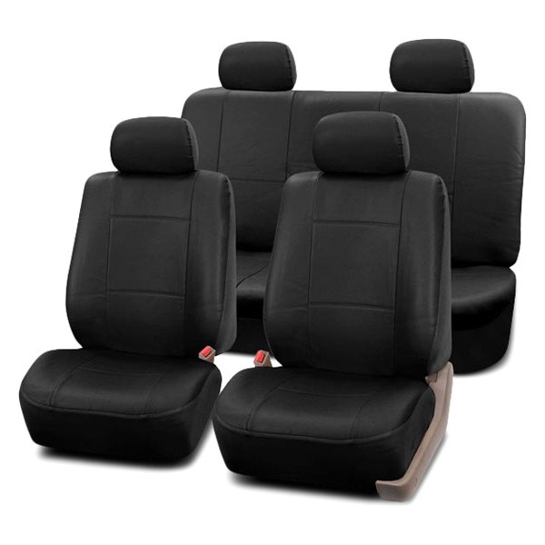  FH Group® - 1st & 2nd Row PU Leather 1st & 2nd Row Black Seat Covers