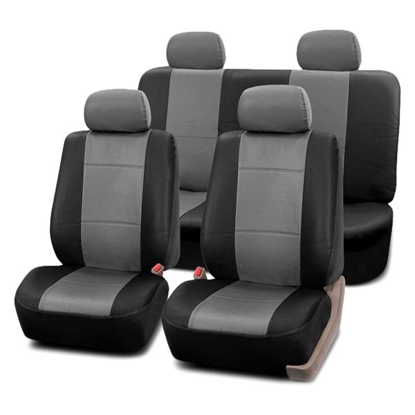  FH Group® - 1st & 2nd Row PU Leather 1st & 2nd Row Black & Gray Seat Covers