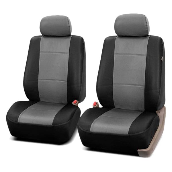  FH Group® - 1st Row Premium PU Leather 1st Row Black & Gray Seat Covers