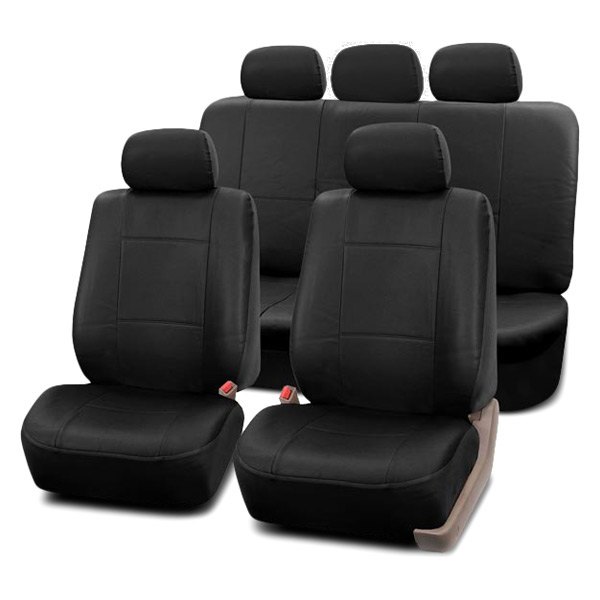  FH Group® - 1st & 2nd Row Premium PU Leather 1st & 2nd Row Black Seat Covers