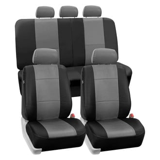 FH Group® - Premium PU Leather 1st & 2nd Row Black & Gray Seat Covers