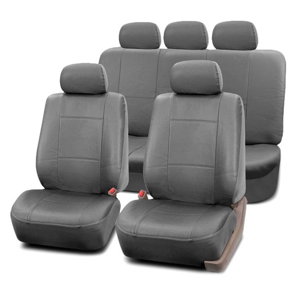  FH Group® - 1st & 2nd Row Premium PU Leather 1st & 2nd Row Gray Seat Covers