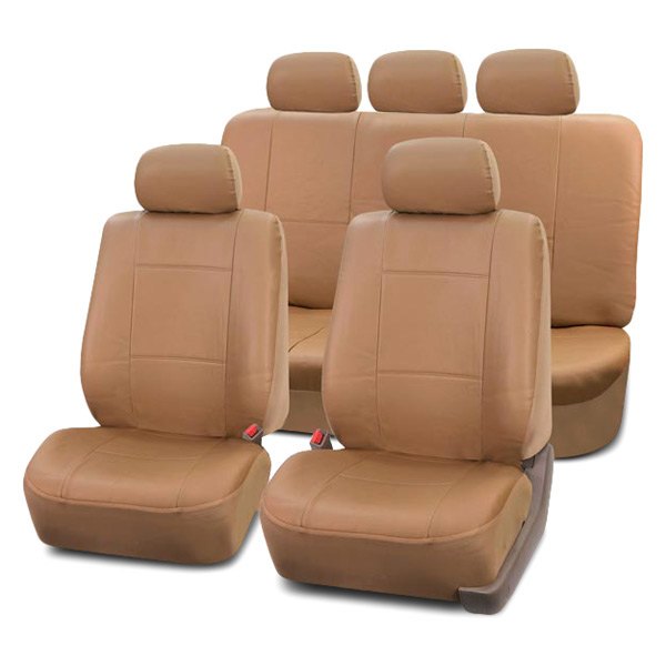  FH Group® - 1st & 2nd Row Premium PU Leather 1st & 2nd Row Tan Seat Covers
