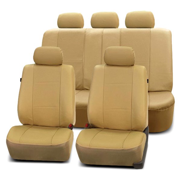  FH Group® - 1st & 2nd Row Deluxe Leatherette 1st & 2nd Row Beige Seat Covers