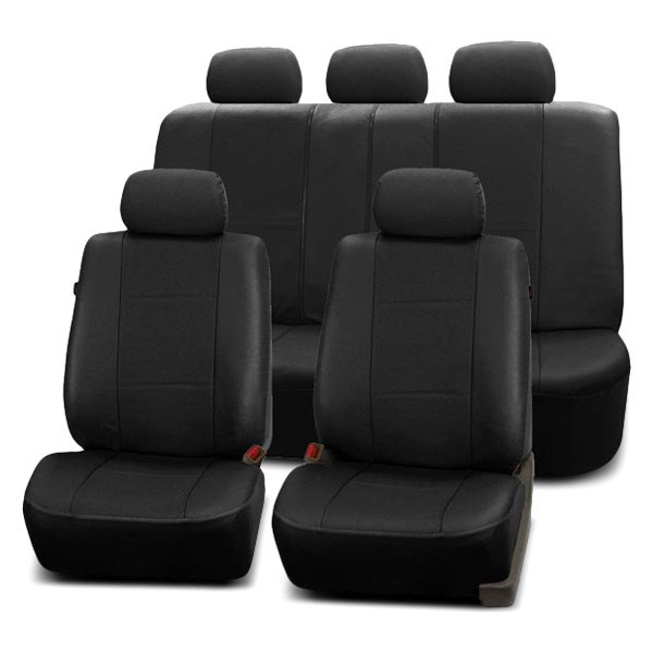  FH Group® - 1st & 2nd Row Deluxe Leatherette 1st & 2nd Row Black Seat Covers