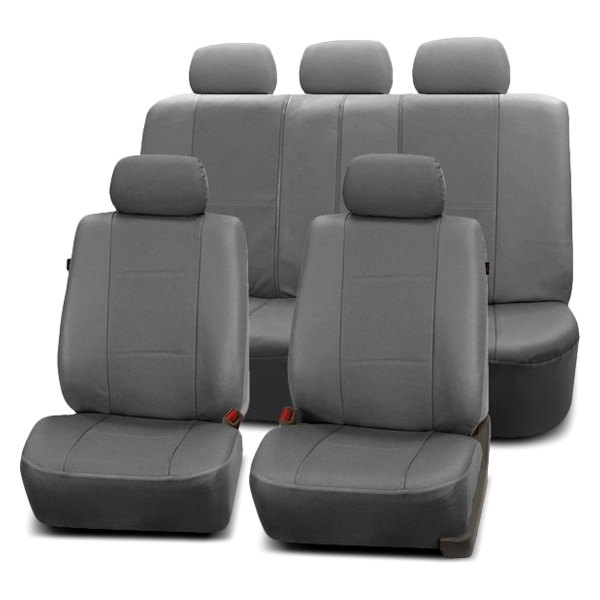  FH Group® - 1st & 2nd Row Deluxe Leatherette 1st & 2nd Row Gray Seat Covers