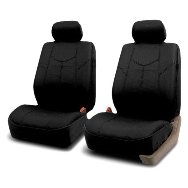  FH Group® - 1st Row PU Leather Rome 1st Row Black Seat Covers