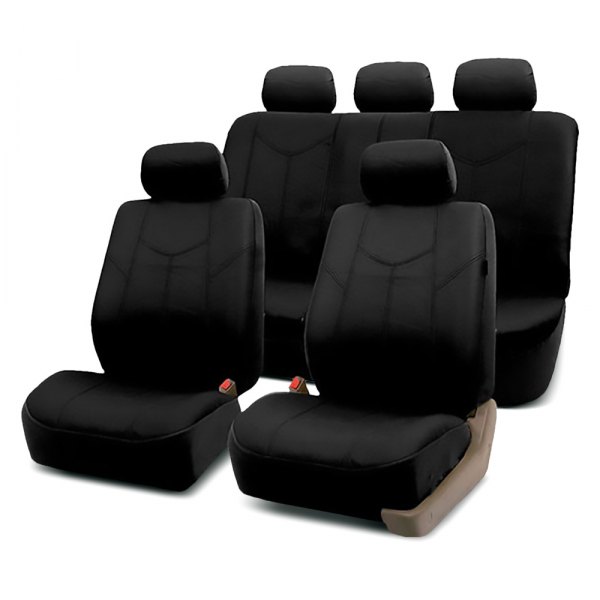  FH Group® - 1st & 2nd Row PU Leather Rome 1st & 2nd Row Black Seat Covers