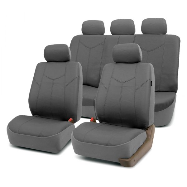  FH Group® - 1st & 2nd Row PU Leather Rome 1st & 2nd Row Gray Seat Covers