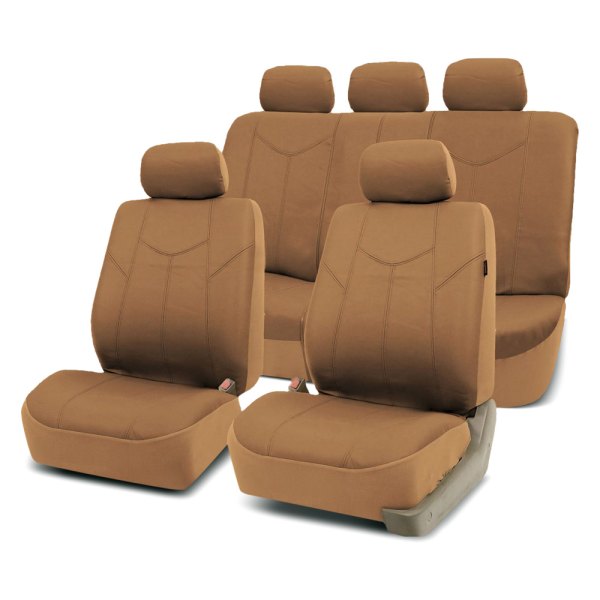  FH Group® - 1st & 2nd Row PU Leather Rome 1st & 2nd Row Tan Seat Covers
