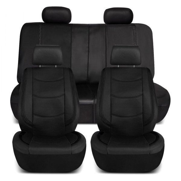  FH Group® - 1st & 2nd Row Galaxy13 Metallic Striped Deluxe Leatherette 1st & 2nd Row Black Seat Covers
