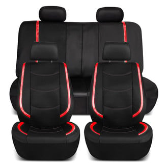FH Group® - Galaxy13 Metallic Striped Deluxe Leatherette 1st & 2nd Row Black & Red Seat Covers