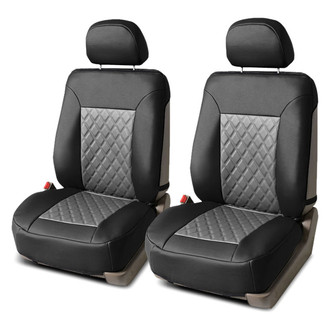 FH Group® - Quality Faux Leather Diamond Pattern 1st Row Black & Gray Seat Cushions