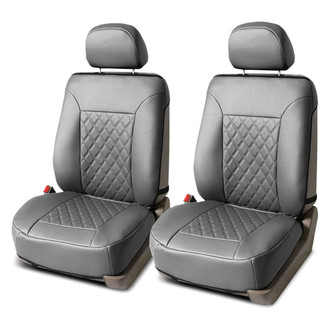 FH Group® - Deluxe Faux Leather Diamond Pattern 1st Row Gray Seat Cushions
