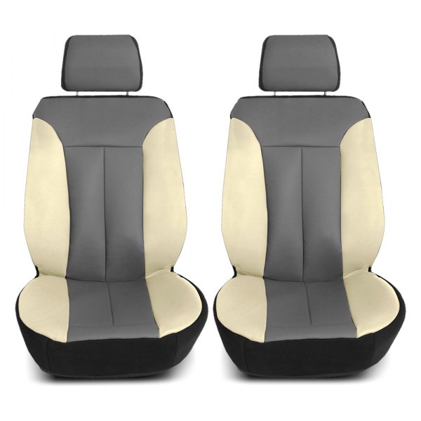  FH Group® - 1st Row Apex90 Superior Faux Leather 1st Row Gray & Beige Seat Covers