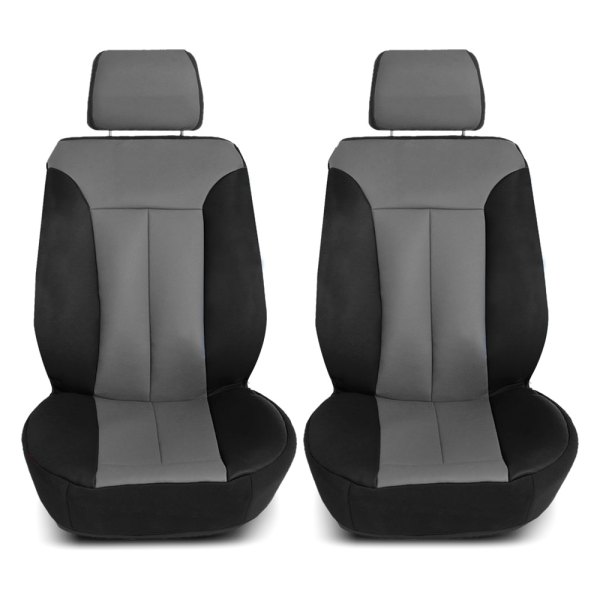  FH Group® - 1st Row Apex90 Superior Faux Leather 1st Row Gray & Black Seat Covers