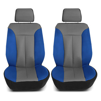 FH Group® - Apex90 Superior Faux Leather 1st Row Gray & Blue Seat Covers