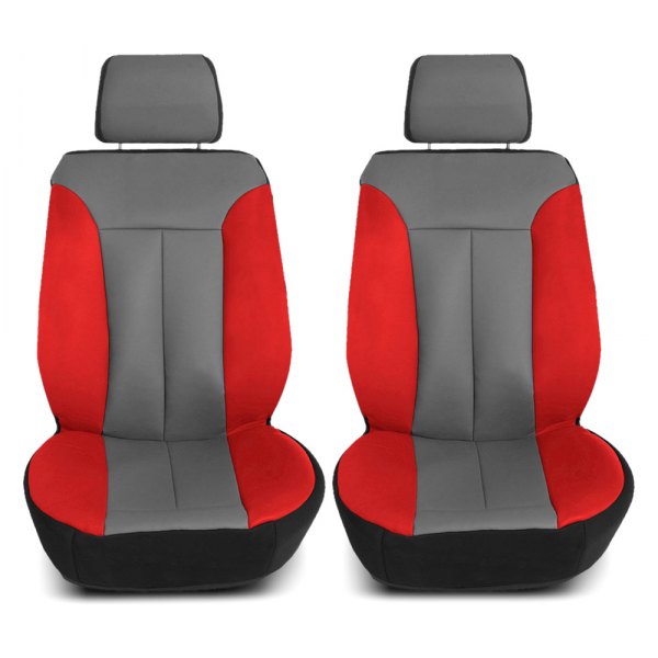  FH Group® - 1st Row Apex90 Superior Faux Leather 1st Row Gray & Red Seat Covers