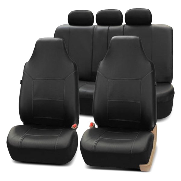  FH Group® - 1st & 2nd Row Royal PU Leather 1st & 2nd Row Black Seat Covers