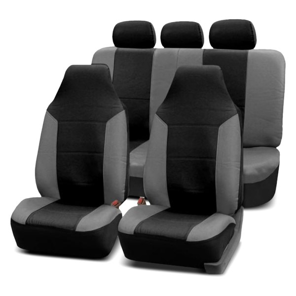  FH Group® - 1st & 2nd Row Royal PU Leather 1st & 2nd Row Gray & Black Seat Covers