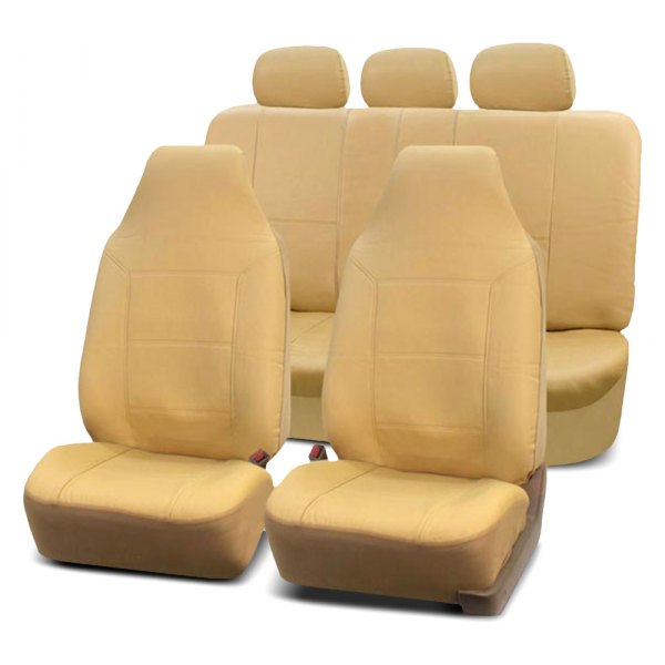  FH Group® - 1st & 2nd Row Royal PU Leather 1st & 2nd Row Beige Seat Covers