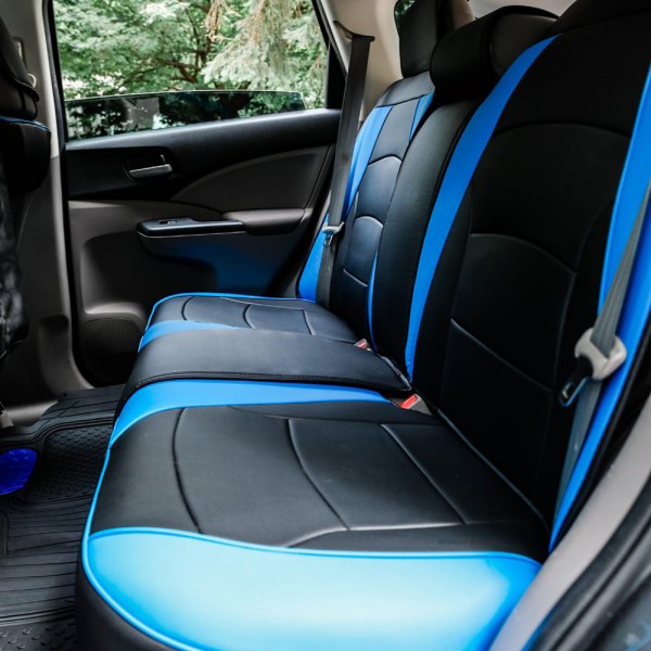  FH Group® - 2nd Row Ultra Comfort Deluxe Leatherette 2nd Row Black & Blue Seat Cushions