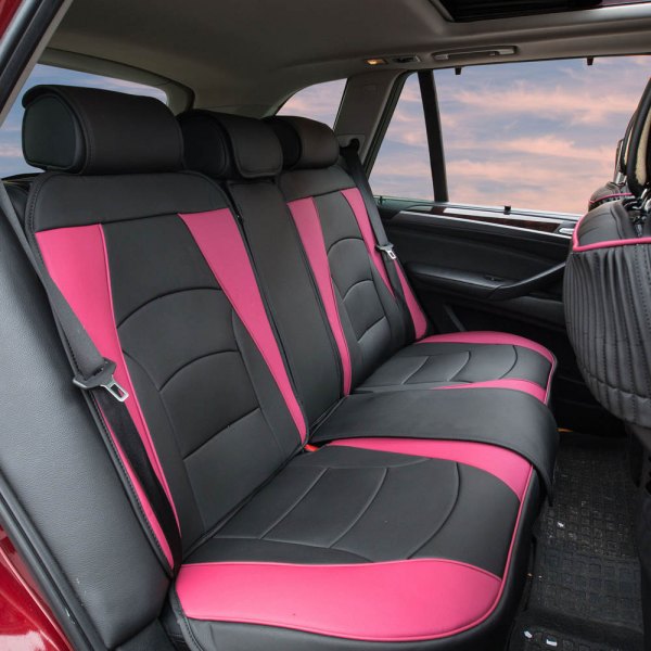  FH Group® - 2nd Row Ultra Comfort Deluxe Leatherette 2nd Row Black & Pink Seat Cushions