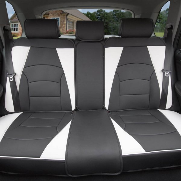  FH Group® - 2nd Row Ultra Comfort Deluxe Leatherette 2nd Row Black & White Seat Cushions