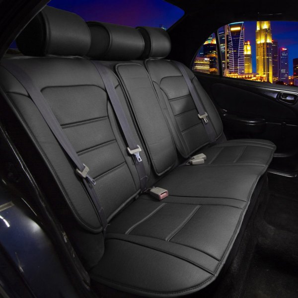  FH Group® - 2nd Row Futuristic Faux Leather 2nd Row Black Seat Cushions