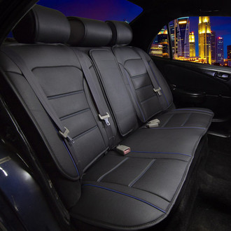 FH Group® - Futuristic Faux Leather 2nd Row Black & Blue Seat Cushions